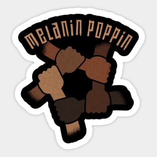 Melanin Poppin black hands holding together BLM Sticker